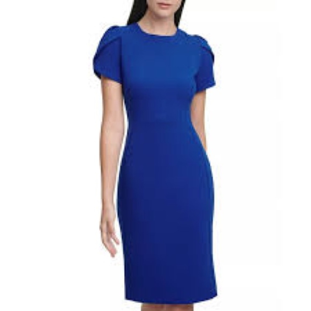Royal blue Calvin Klein petal sleeve dress NWT